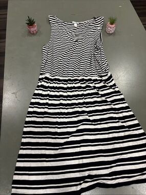 love, Fire Black & White Striped Midi Dress